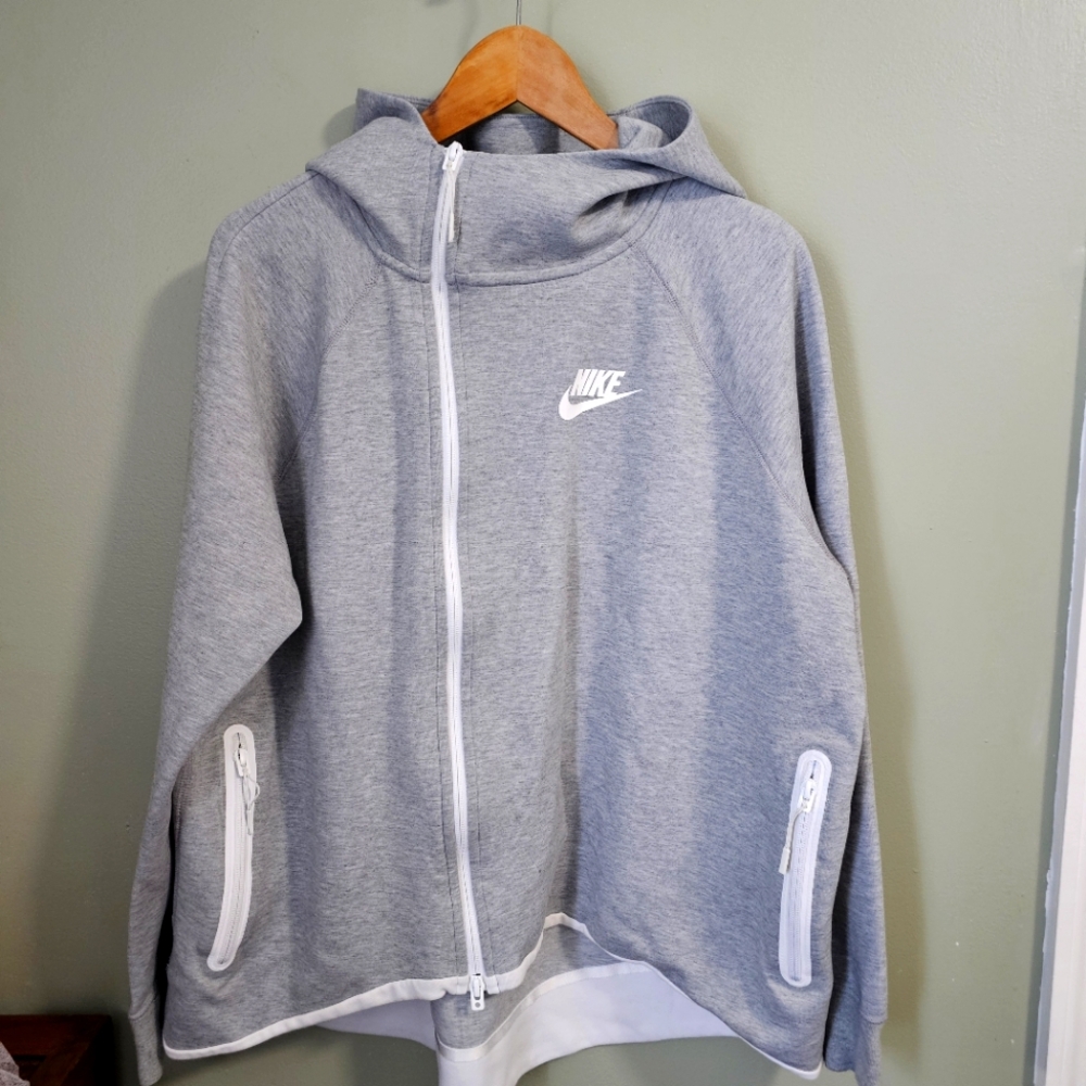 Nike Sweatshirt / Jacket full zip Off-center/ Asymmetrical zipper hoodie Gray
